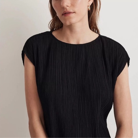 Madewell Plissé Mini Tee Dress In Black SIZE 8 - Picture 3 of 16